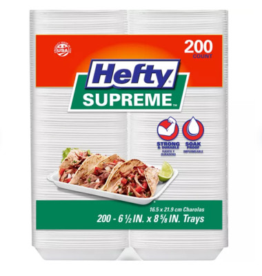 Hefty Supreme Foam Charola Trays, 6.5'' x 8.625'' 200 ct. Free Shipping!!!!!!