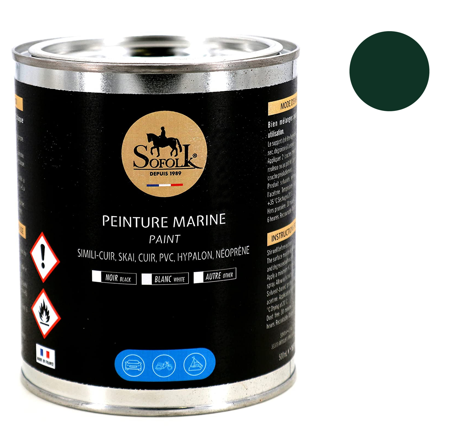 Peinture Simili-cuir Vert pour Coussinage Yacht et Bain de Soleil Extérieur