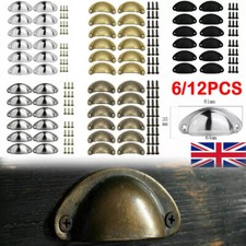 6/12Pcs Cup Pull Shell Handles Half Moon Kitchen Cupboard Cabinet Door Drawer UK