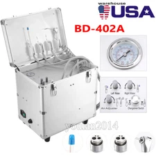 BD-402A Portable Dental Mobile Unit + Suction +Air Compressor with Wheels 4Hole