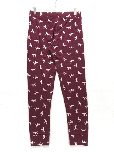 Victoria’s Secret PINK Sleepwear Legging Pants Women's Size M - Burgundy Silver - Picture 7 of 11