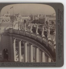 Swinging Collonade Varied Industries Bdg St. Louis World's Fair MO Stereoview