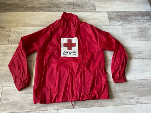 Vintage Champion American Red Cross Windbreaker Men's Large Red Nylon Jacket USA - Picture 9 of 13