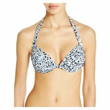 NEW MICHAEL KORS BLUE DOTS BIKINI TOP SWIMWEAR SIZE L NWT