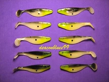 Mister Twister 4"  Sassy Shad  Swimbaits - Green Mono Shad Glow - 10 Pack