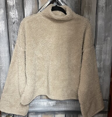 Anthropologie Brooklyn Cloth Sweater Women’s Bone Ivory Sherpa Fleece Size  Small