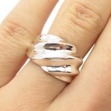 925 Sterling Silver Ribbed Ring Size 6 3/4