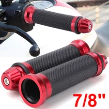 Motorcycle 7/8" 22mm Handlebar Hand Grips Rubber Gel RED For Suzuki GSXR600 1000