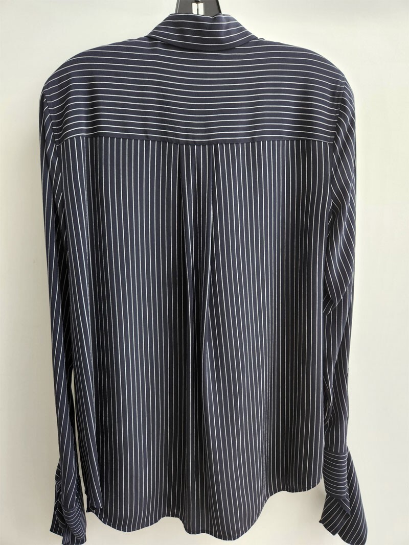 THEORY NAVY BLUE/WHITE SILK FINE PINSTRIPE LONG S… - image 7