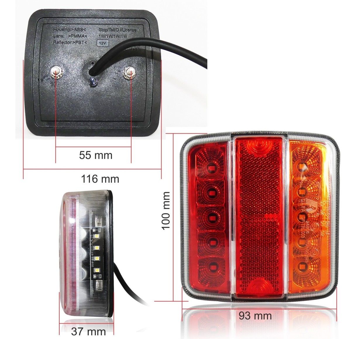 Yuanjoy 2 Pack 12V 24V Rear Trailer Lights LED, 5 Functions Waterproof Caravan Tail Light Kit With E-mark For Car Trailer, Truck, Farm Vehicles, Vans - Foto 10