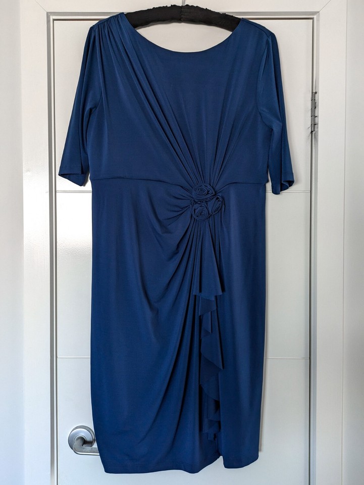 Montique Elegant Dress Size 16 Dark Blue/Navy Races/Evening/Cocktail
