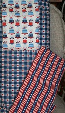 Patriotic Cotton Fabric 3 Patterns Fat Quarters Sewing Quilting Red/Blue/White