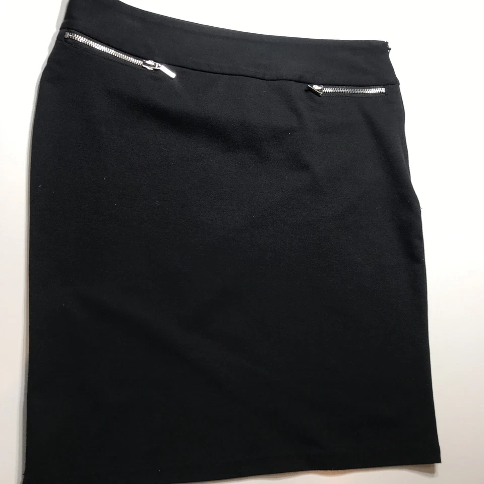 Heart Crush Skirt Juniors Size 9 Black Knit Zip-Closure Pockets Office Career - Image 4 of 4