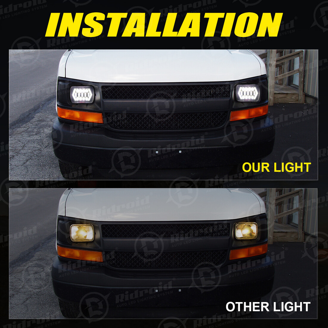7x6 Black LED H6014/H6052/H6054 sealed beam headlght converson kt 7x6 Black LED H6014/H6052/H6054 sealed beam headlght converson kt