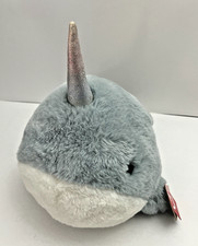 Aurora Nubbies Narwhal Plush 9" Blue Gray White Stuffed Animal NWT Baby Soft Toy