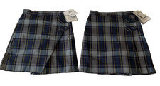 Becky Thatcher School Uniform Skorts Girls Size 8 Blue Plaid Side Zip 2 Skorts