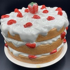 Vintage Strawberry Shortcake Ceramic Pedestal Footed Cake Plate Dome Cover/plate
