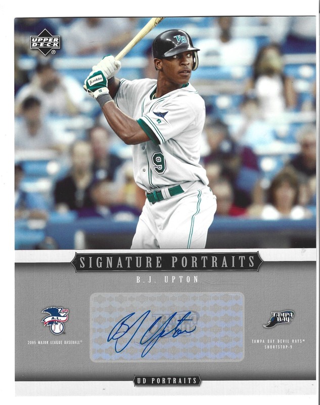 2005 UD PORTRAITS SIGNATURE 8 X 10 AUTO B.J. UPTON SP-BU  ORIGINAL BOX L@@K
