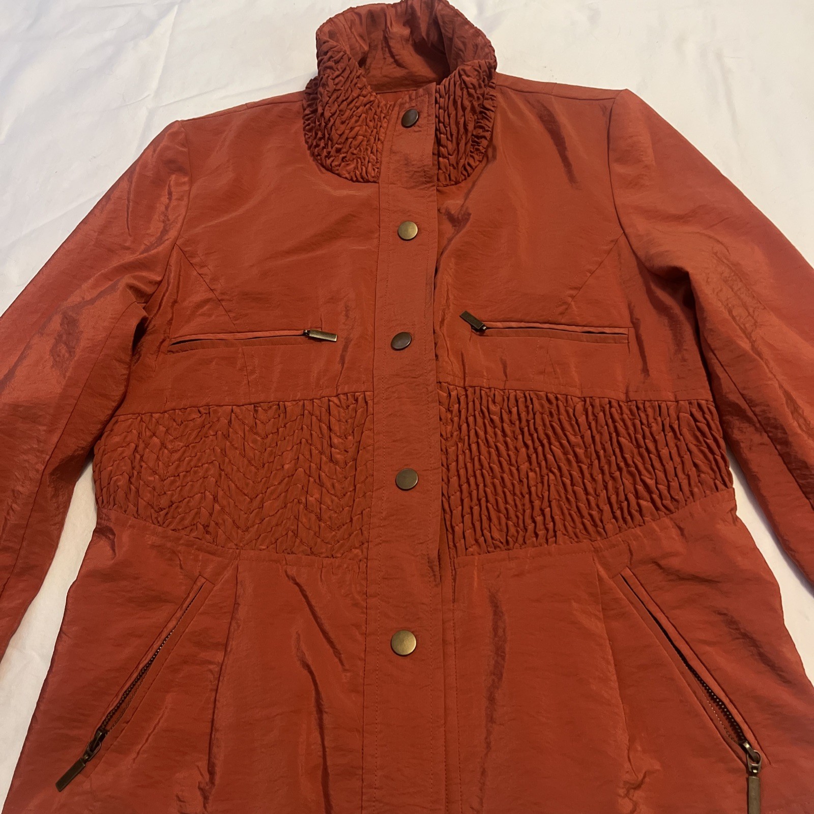 Flair Orange Textured Jacket Fall Large Statement… - image 2