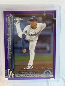 2025 Topps Chrome Purple 237/250 Yoshinobu Yamamoto 179 Los Angeles Dodgers