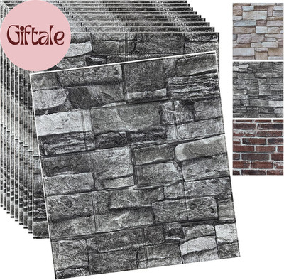 20PCS 3D Wall Panels Peel and Stick 3D Brick Wallpaper Peel and Stick Faux Stone