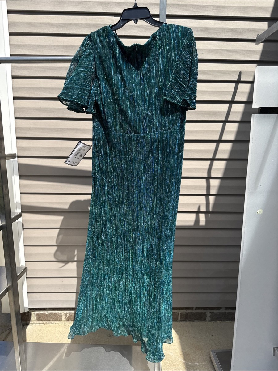 knee length dresses for ladies Metallic Crinkle Pleated Strapless Fit and Flare Dress with Bow Missy / 2 / Gold main image 0