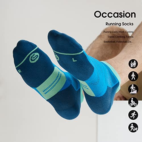 6 Pack Men's Running Ankle Socks with Cushion, Low Cut Athletic Tab Large Blue - Picture 7 of 7