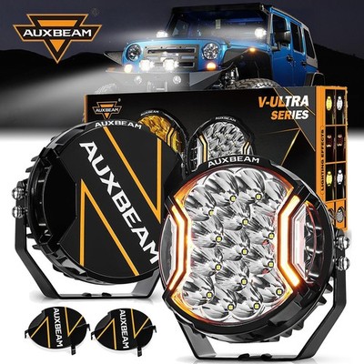 2pcs AUXBEAM 7'' LED Pods Driving Lights White Spotlights Amber DRL Offroad SUV