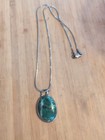 Vintage Jasper Stone Pendant Necklace 925 — photo 1