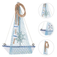 2Pcs Wooden Sailboat Model Sky Mediterranean Style Desktop Decor