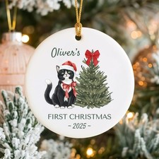 Personalized Tuxedo Cat Ornament, Custom Pet Keepsake, Cat  s First Christmas ...