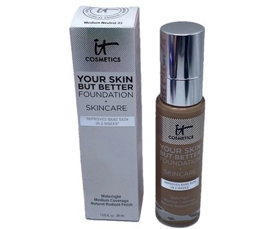 It Cosmetics Your Skin But Better Foundation + Skincare ~ MEDIUM NEUTRAL 33 ~NIB