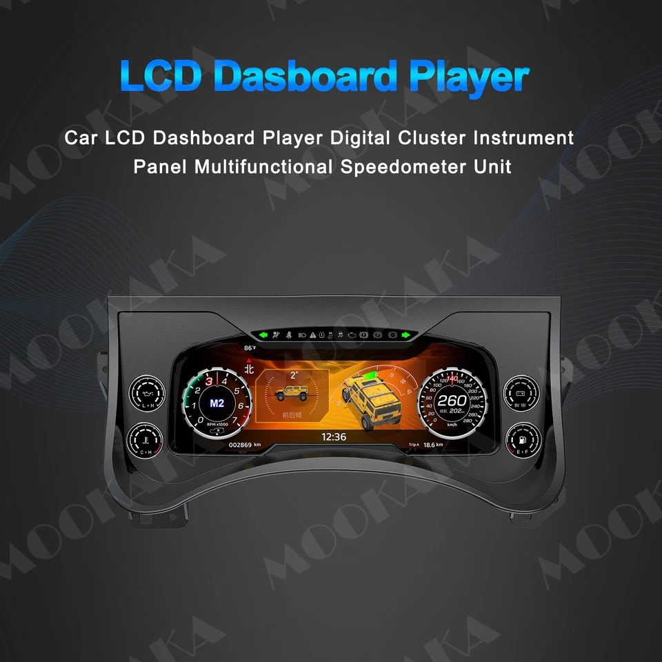 Instrumento velocímetro digital LCD de 12,3 pulgadas para Hummer H2 2003-2009 Foto 3 de 4