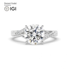 Round Solitaire Labgrown Diamond Engagement Ring Platinum 5.10 Ct