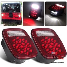 Pair 39 LED Square Rear Combination Tail Lights Lamps Assembly - Red Lens