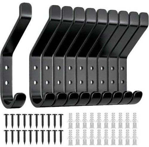 susswiff 10-Pack Black Wall Hooks 10KG  Assorted colors , sizes