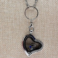 Vintage 90s Heart Glass Living Locket Pendant Necklace Custom Charms Jewelry