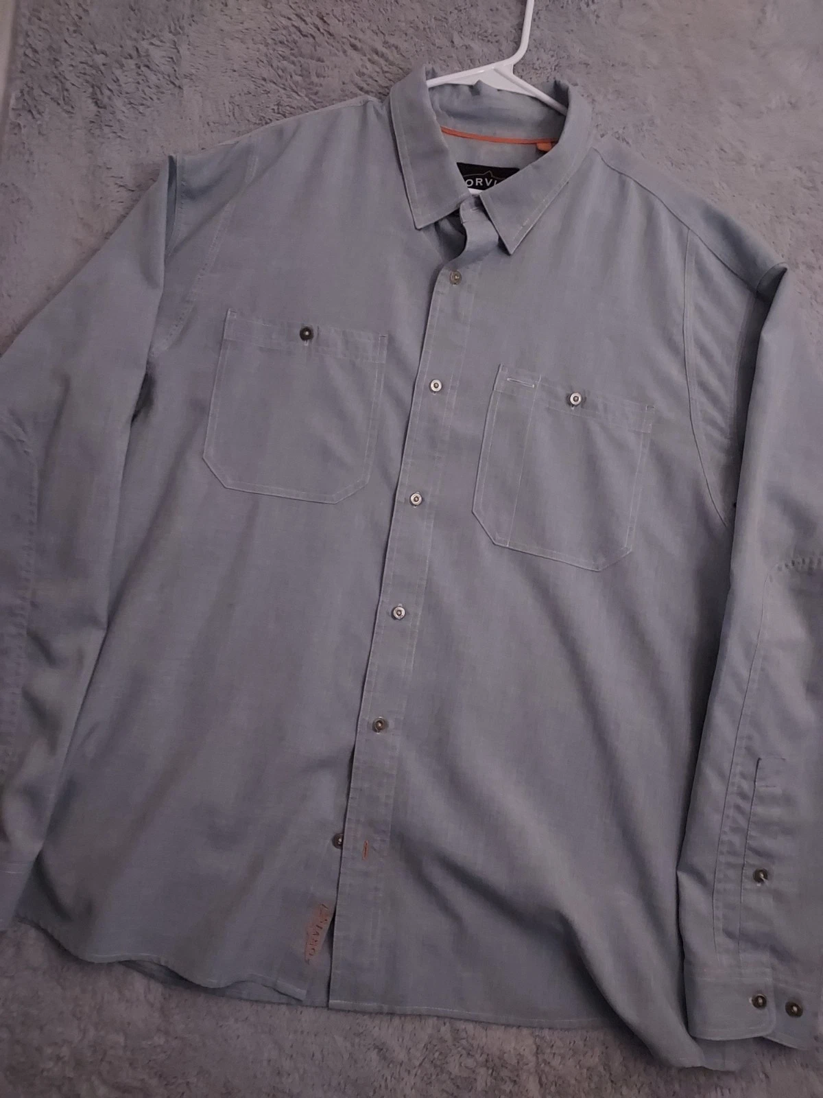 Orvis Shirt Mens 2XL XXL Trout Bum Blue Outdoor Fishing Hiking Outdoor Utility