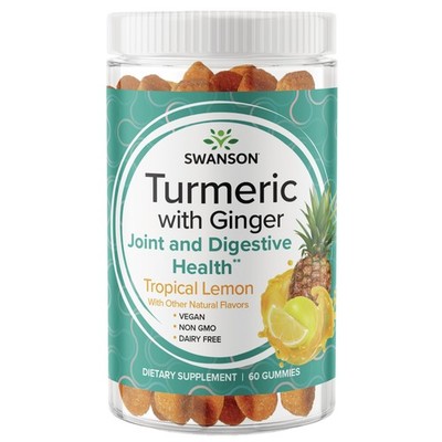 Swanson Turmeric with Ginger Gummies - Tropical Lemon 60 Gummies