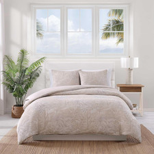 Coastal Jungle Palms Beige Duvet Cover Set, All-Cotton, Full/Queen