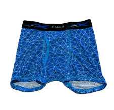 Boy's Medium Blue Geometric Pattern Hanes X-Temp Performance Boxer Briefs