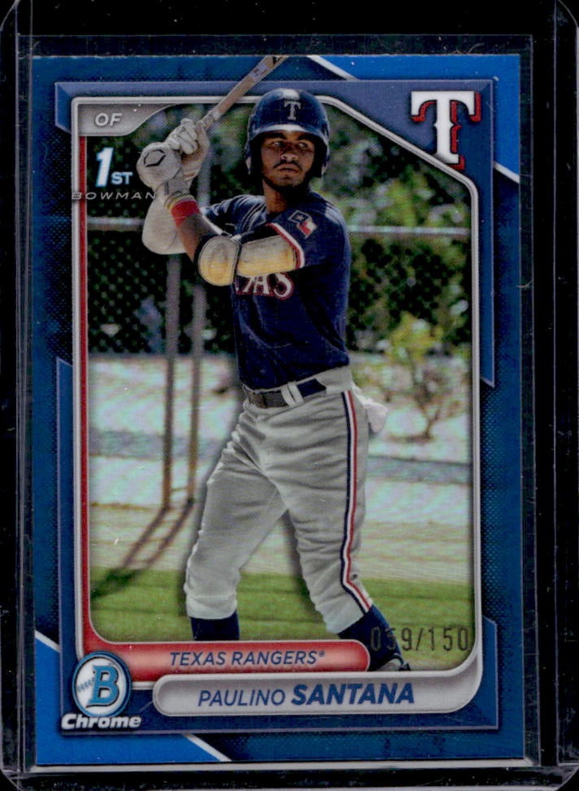 2024 Bowman Chrome Paulino Santana Blue Refractor 1st #59/150 Rangers