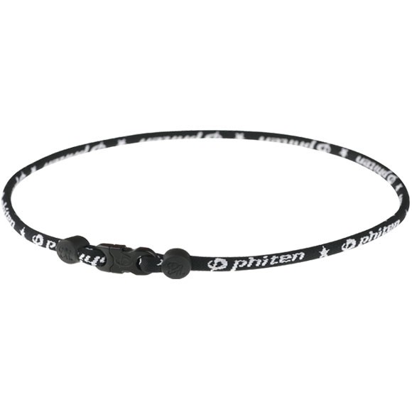 Phiten Classic Star Titanium Single Strand Necklace Black - 22 Inch