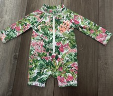 Janie And Jack 0-3 Mos Tropical Print Rashguard Swimsuit