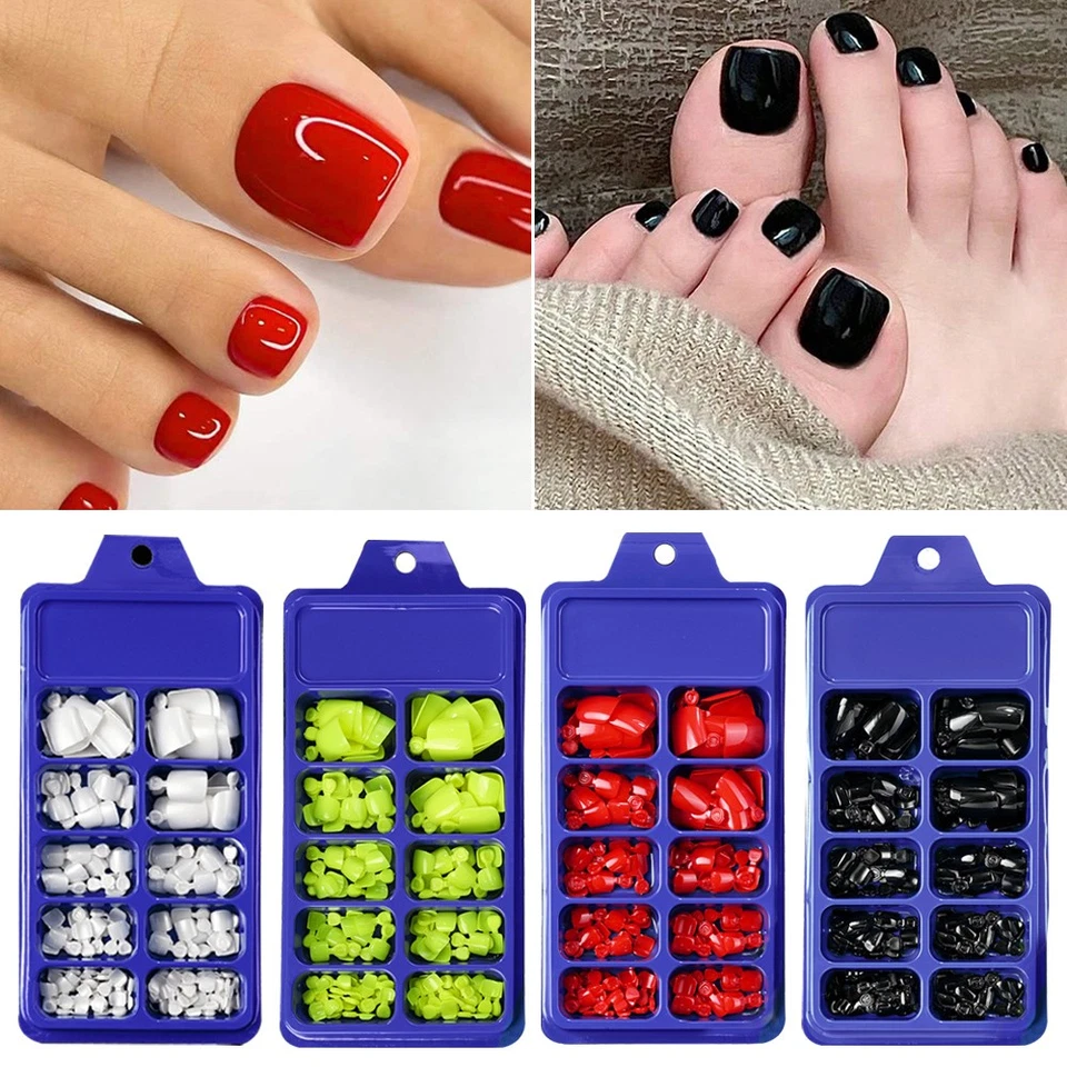 120PCS False Toenails French Manicure Fake Press On Full Cover Toe Nails~~US~⇓ - Image 2 of 4