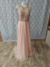 MorileeMadilineGardner Beaded Sequin Top Size13/14 Blush Lt Pink occ. prom dress