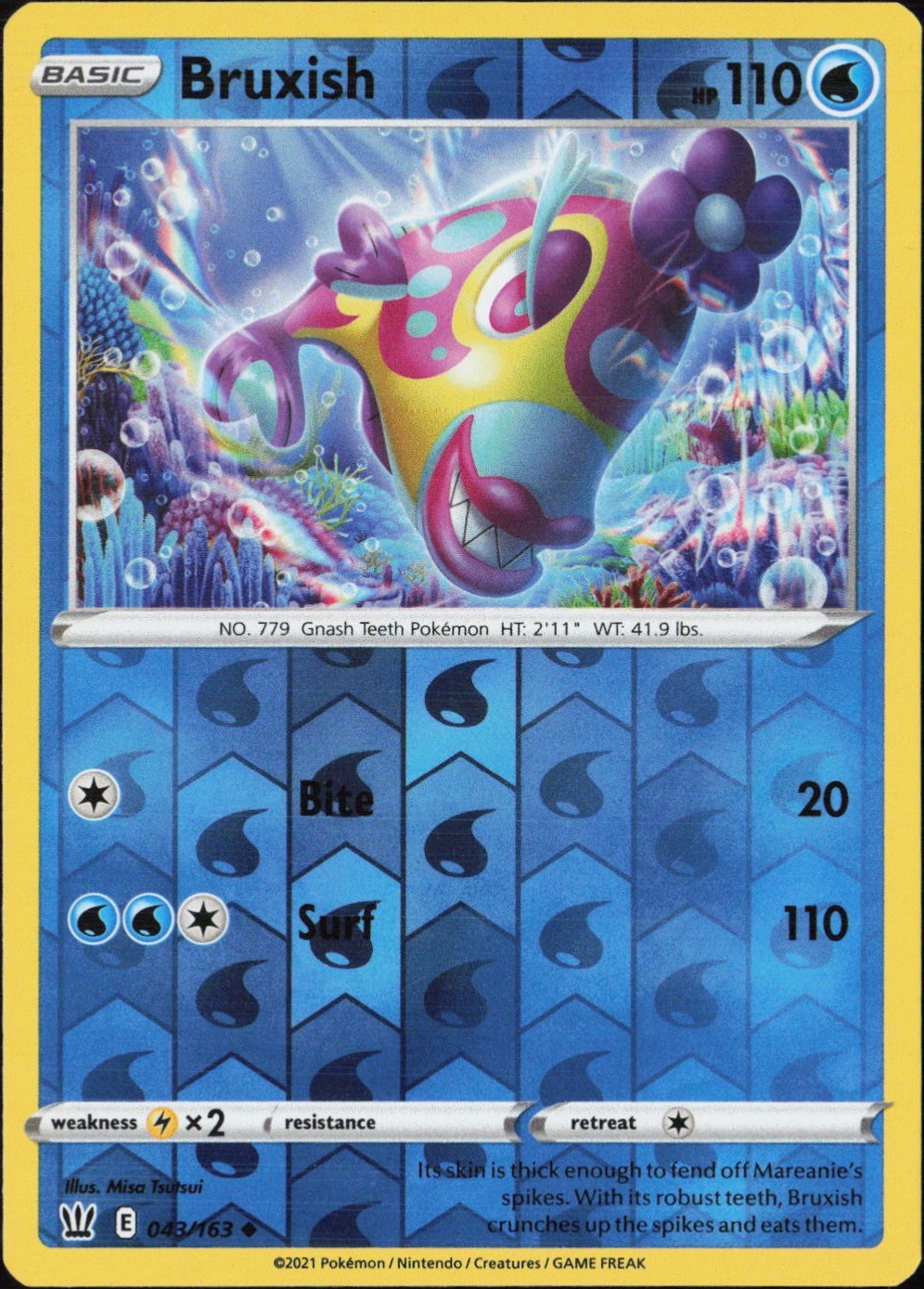 Bruxish 43/163 Reverse Holo Pokemon TCG SWSH05: Battle Styles LP