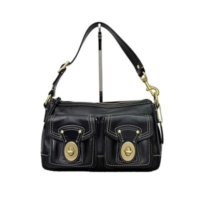 COACH Legacy Turnlock Shoulder Bag Black Pink Leather 65th