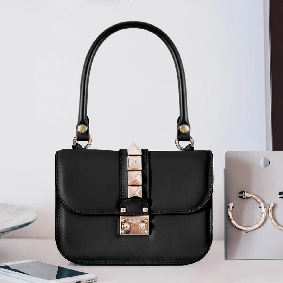 2pcs Leder Taschengriffe schwarz stabile PU-Leder Ersatzgriffe mit 2 - Bild 4 von 4