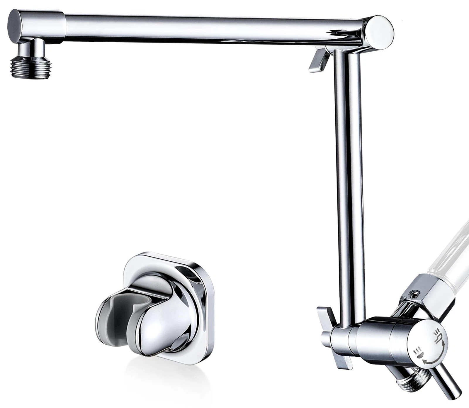Metal Shower Head Extension Arm with Diverter, Handheld Holder Included, G1/2...